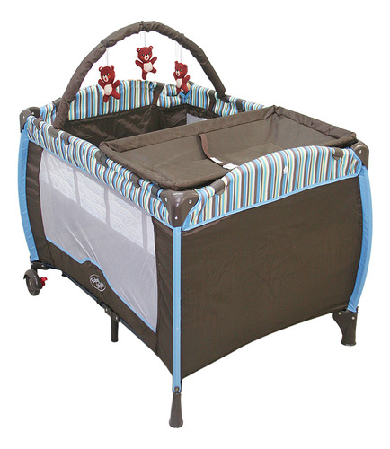 Baby Style Berço Portátil Com Mosquiteiro Trocador 2 Alturas Rodinhas Cor Listras Desenho Do Tecido Plus
