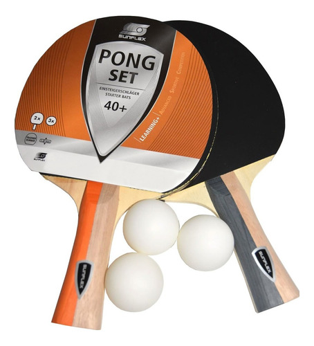 Pack de 2 paletas de ping pong Sunflex Ping Set 20117 roja y negra