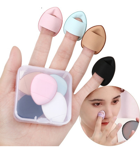 12pcs Mini Dedo Polvo Puff Herramienta De Maquillaje