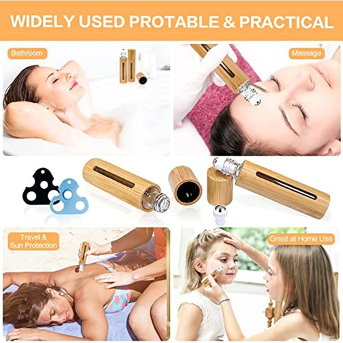 10pcs 10ml Botellas Roller De Bambú Para Aceites Esenciales