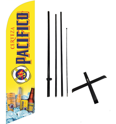 Banner Flag Cerveza Pacifico #247 4.2mts Alto Kit Base Cruz