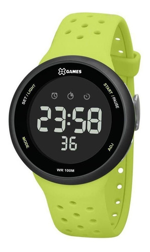 Relogio Masculino Preto X-games Digital Pulseira Verde Xmppd