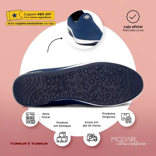 Tênis Modare Amortecedor Gel Ortopédico Impermeável Joanete