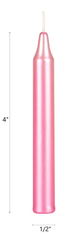 Mega Candles 40 Mini Velas Cónicas Sin Perfume De Color Rosa
