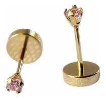 Comprar Caravanas Abridores Bebé Oro18k Selladas Grifa Chica Rosa