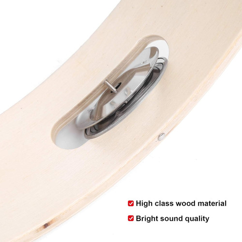 Pandero Madera 8pulgadas Sonajas Metal Para Fiestas Y Educar Color De La Madera