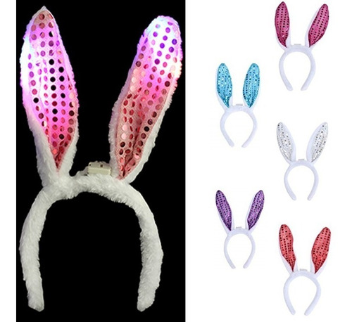 Imagen 3 de 10 de 5 Vinchas Conejita Led Pack Cotillon Luminoso Combo Fiesta