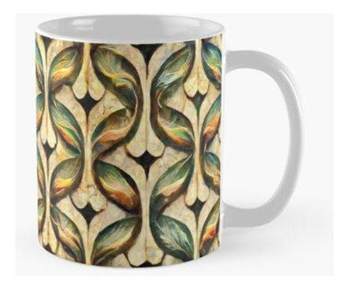 Taza Patrón De Estilo Art Nouveau De Mármol Falso Oro Verde 