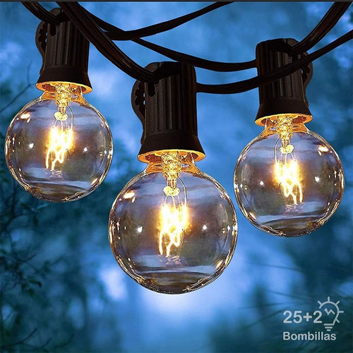 Imagen 2 de 8 de Guirnalda De Luces 25+2 Focos 7.6 Metro Exterior Impermeable