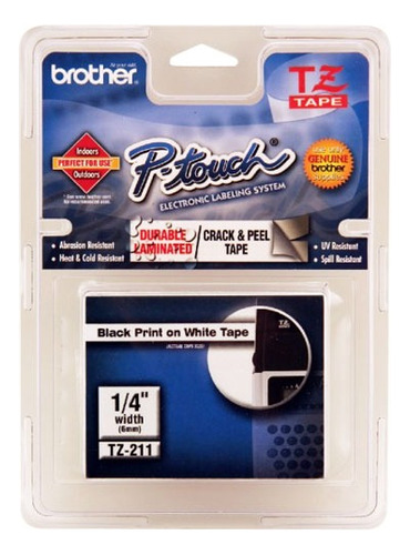 Cinta Brother Tz211 Negro/blanco 6mm Pt 1400 9500c 1750