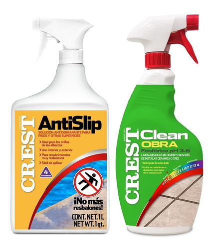 Limpiador Ácido Para Residuos De Obra Crest Clean Obra 1 L