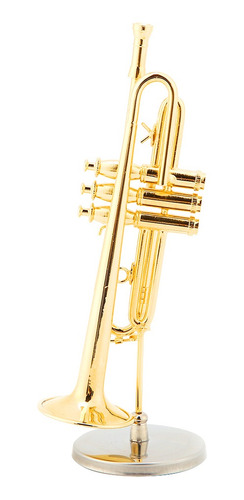 Modelo Musical Trompeta Miniatura Replica Stand Y Estuche Or