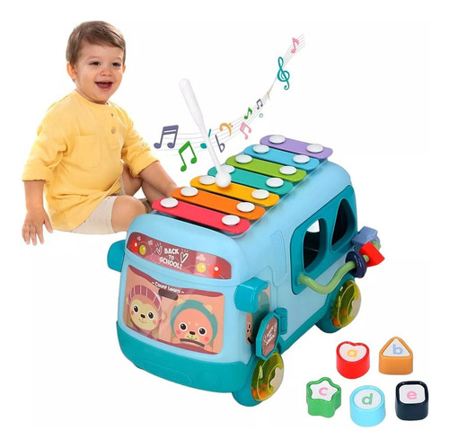 L Brinquedos Educativos De Xilofone Bus Puzzle Para Crianças