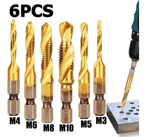 Juego De 6 Brocas De Rosca Exterior Hss Para Hacer M3/4/5/6/