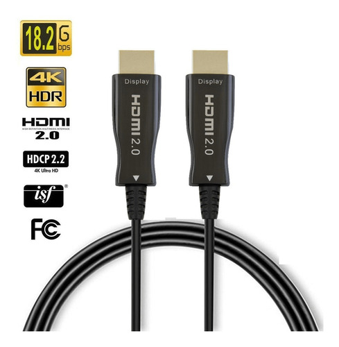Cabo Fibra Óptica Ativa (aoc) Hdmi 2.0 4k 60hz / 18gbps 75m