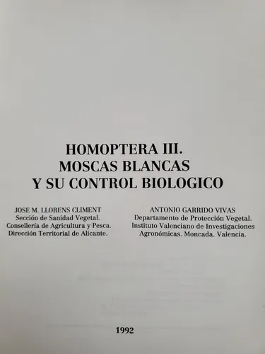 Libros Homóptera 2 Y 3 - Mosca Blanca Y Pulgones Cítricos (Usado)