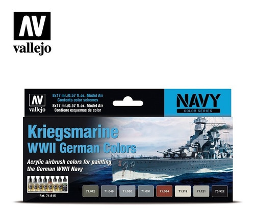 Kit 71615 Kriegsmarine Ww Vallejo Modelismo Miniatura Tintas