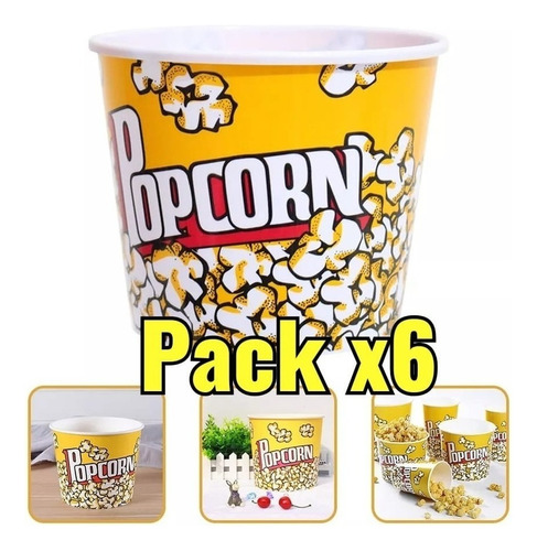 Pack X6 Baldes Polka Cabritas Dulces Fiestas Palomitas 2,5kg