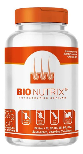 Bionutrix® Nutracêutico Para Cabelos, Unhas E Pele 60 Cap Sabor Sem Sabor
