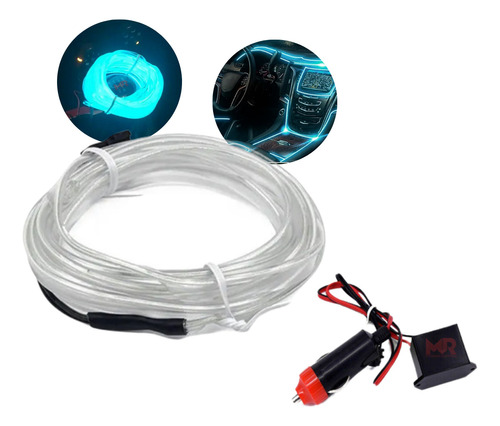 Fita Luz Led Neon Painel Porta Interior Carro Ice Blue 5m