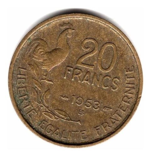 Francia Moneda 20 Francos Año 1953 B Km#917.2