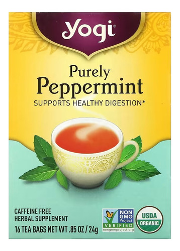 Yogi Tea Purely Peppermint Menta Pura 16 Bolsitas Sfn