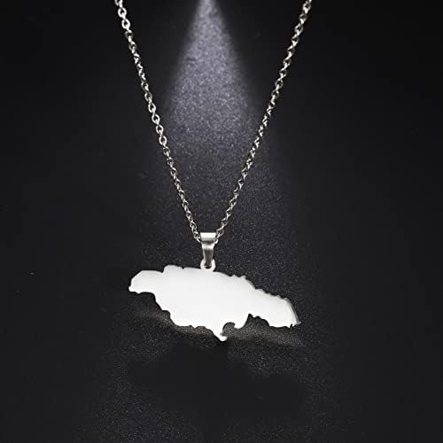 Collares Con Colgante De Mapa De Jamaica, Joyería De Acero I
