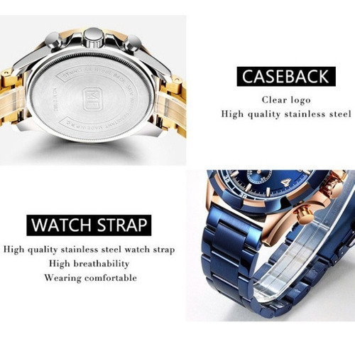Relojes Mini Focus Chronograph Luminous Business, color de correa, azul