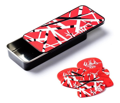 Palheta Dunlop Maxgrip 6pc Van Halen + Case Personalizada Cor Vermelho Tamanho Médio