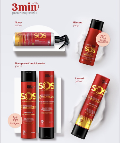 Sos Antiemborrachamento Shampoo Cond Leave-in Máscara Spray