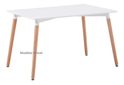 Mesa Rectangular Eames 160 X 090 Grande Madera Blanco Y Negr
