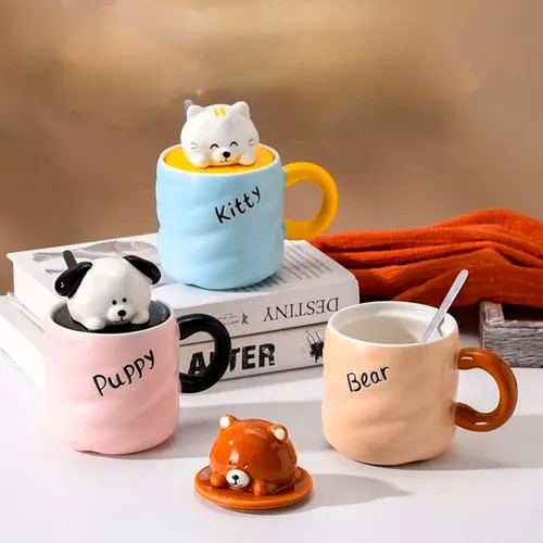 Taza De Ceramica Diseño Dibujo Animales Casa Cocina Mt09326
