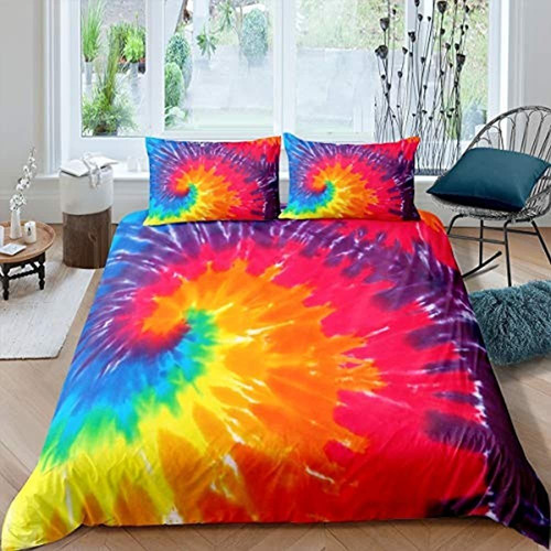 Feelyou Rainbow Tie Dye Juego De Ropa De Cama Para Niñas, Ni