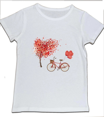 Camiseta Niña Bicicleta Globos Corazones