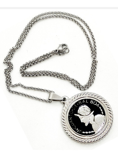 Dije Moneda De Panamá Balboa De Acero Quirúrgico.mariannmoon Color Plateado Con Negro