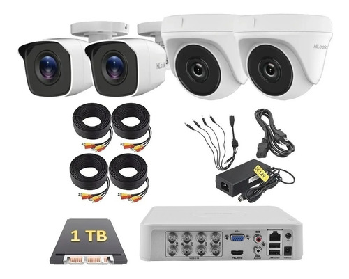 Kit Circuito Cerrado 4 Cámaras Dvr 8 Hd-720p Hikvision 1 Tb