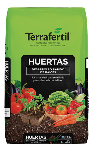 Sustrato Huertas Terrafertil 50 L Tierra Cultivo Hortalizas