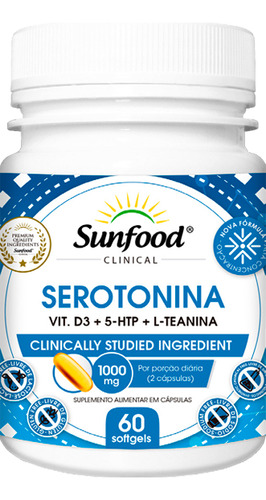 Serotonina + 5htp Sunfood 60 Softgels 1000mg