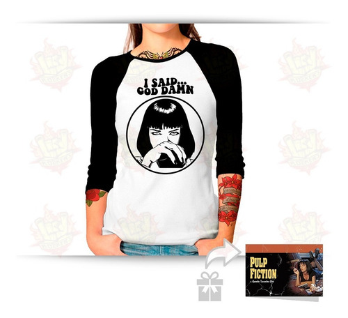 Imagen 1 de 10 de Envío Gratis Playera Raglan Dama Pulp Fiction Mia Wallace