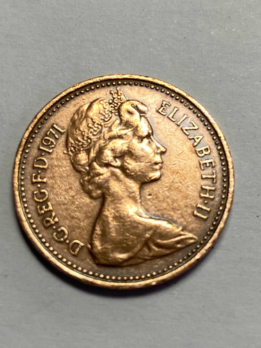 Moneda Reino Unido 1 New Penny 1971 Elizabeth 1i Dg Reg Fd.