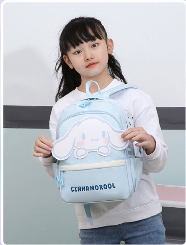 Mochila infantil Koromi Cinnamoroll ligera y bonita, color azul, diseño de tela lisa