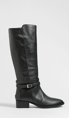 Bota Class Estilo Montar Clasica Caña Larga Cuero Negro