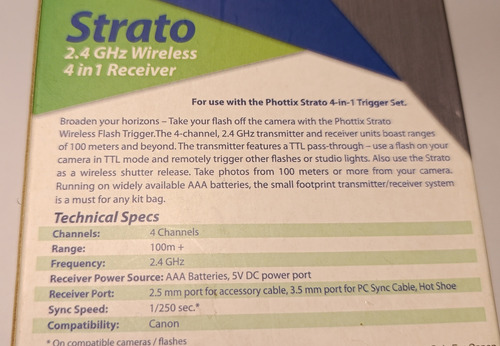 Receptor Phottix Strato Ttl Canon 4 Canales