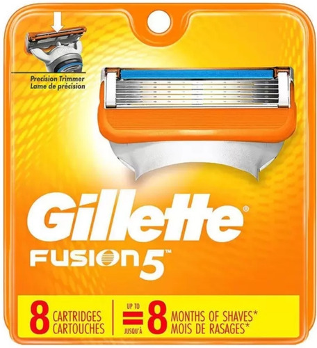 Carga Para Aparelho De Barbear Gillette Fusion 5 Com 8 Unida