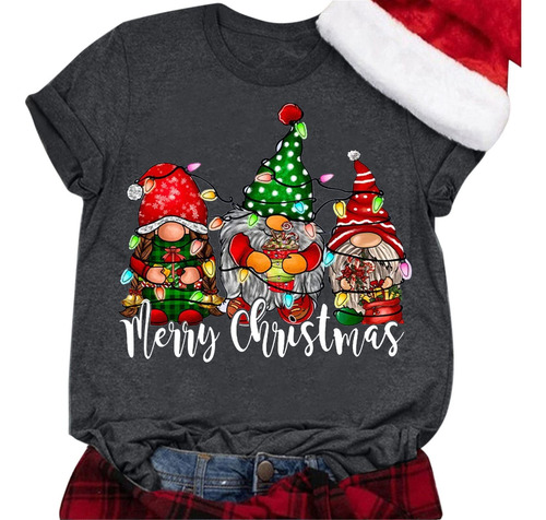 Camiseta Navidad Para Mujer Linda Casual Grafica Regalo