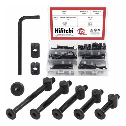 Hilitchi M6 120pcs Tornillos De Cabeza Hueca Hexagonal Negra