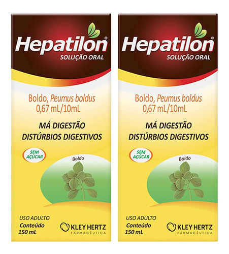 Hepatilon Boldo Contra Má Digestão Azia Mal-estar 2x 150ml