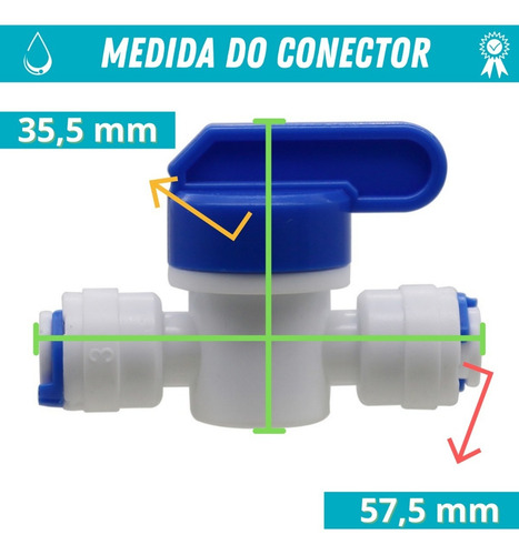 Imagem 7 de 8 de Vávula Registro Engate Rápido 1/4 X 1/4 Osmose Reversa