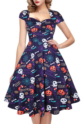 Vintage Swing Vestido Retro Azúcar Calavera Cóctel Vestido