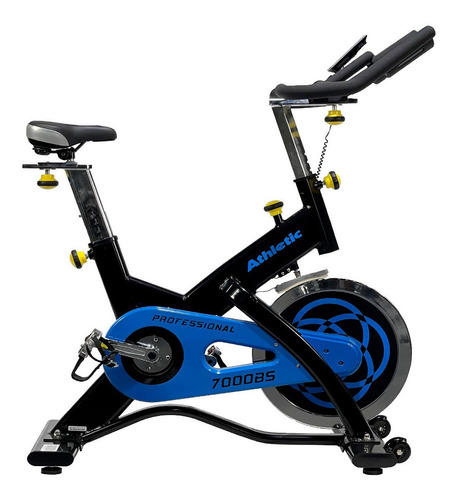 Bicicleta fija Athletic 7000BS para spinning color negro y azul